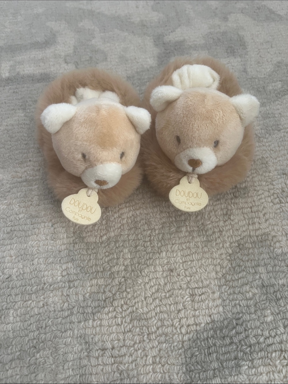 Plush Bear Kids Slippers in Beige by